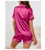 Women's Pajamas Set Satin Sleepwear Button Down Tops and Shorts Pajama 2 Piece Suit Pyjama - Image 30