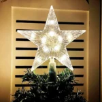 15cm Christmas Tree Top Star Light LED Glowing Star Lamp Xmas Tree Decoration Home Xmas Party - Image 3