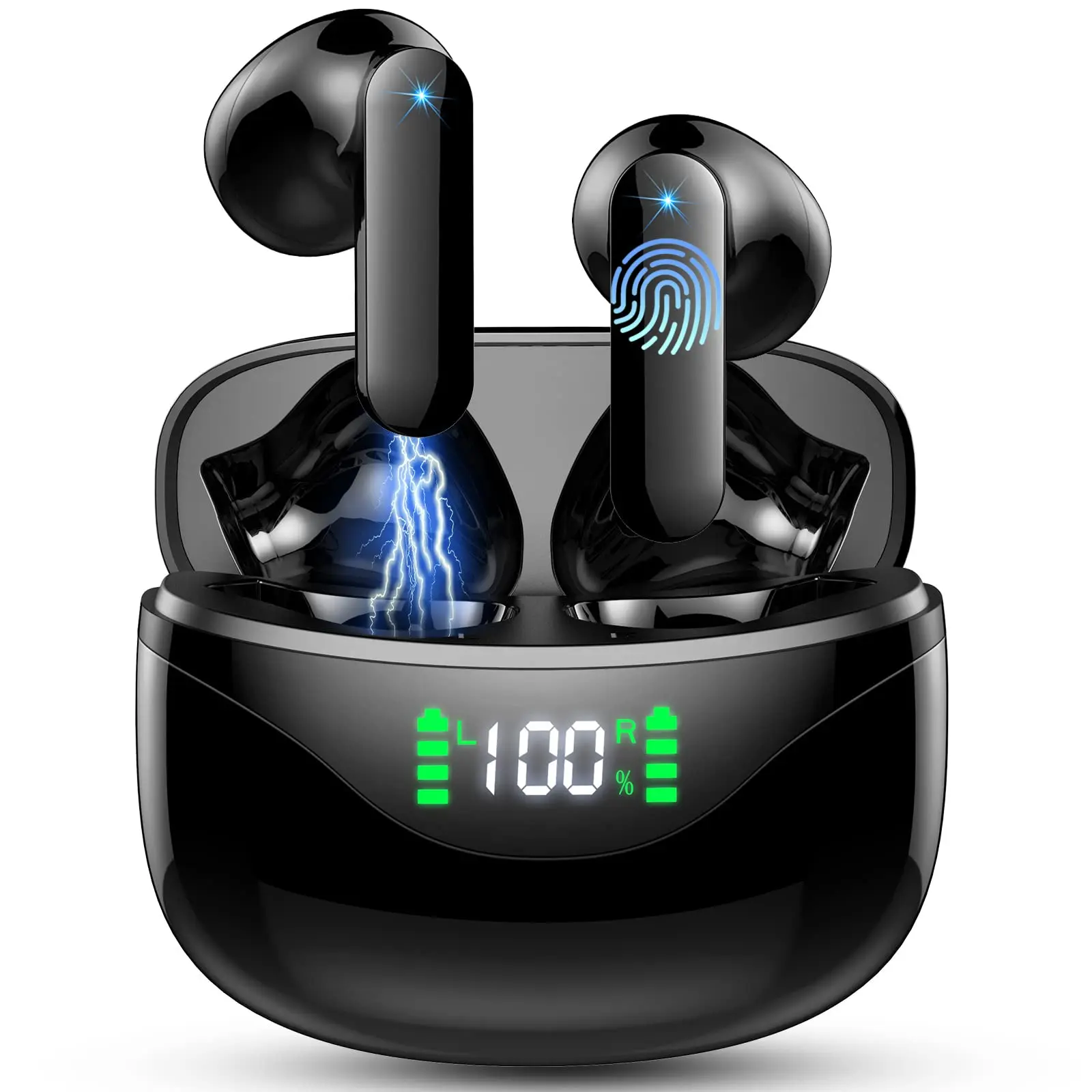 kf-Sec5481fba0b44ecba8f1089ce8b217f0n Wireless Earbuds, Bluetooth 5.3 Headphones Built in Noise Cancelling Mic, 36H Playtime LED Display Wireless Earphones. - Image 1