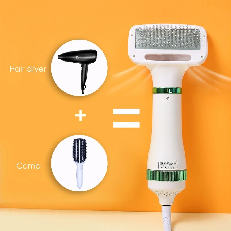 kf-See42a878e41541889768ca3a2600462da Pet Hair Dryer 2 with Slicker Brush Grooming for Cat and Dog Brush Professional Home Grooming Furry Drying Portable Dog Blower - Image 1
