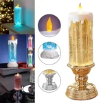 Led Christmas Candle Light Glitter Flameless Candles Electric Crystal Simulation Lights Battery Operated Home Bedroom Decoration - Image 6