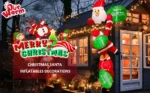 8FT Christmas Inflatables Decor, Climbing Santa Claus with Reindeer & Snowman/Elves - Image 16