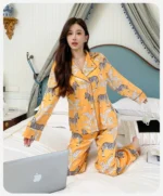 Women's Light Luxury Silk-Feel Pajamas Long-Sleeve Homewear - Image 11