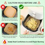 Air Fryer Liners Disposable 100pcs Parchment Paper Square Liners Round Liners Free of Bleach Non-Stick Oil-proof and Waterproof - Image 11