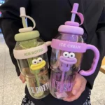 1100ML Sports Water Bottle Cute Aesthetic Large Capacity Water Cup for Women Summer Home Outdoor Portable Straw Cup - Image 4