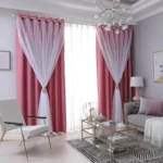 2-Panel Pink Starry Night Blackout Curtains 2 Layer Hollow-Out Star Design Light Blocking Drapes For Bedroom Elegance Curtains - Image 7