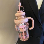 1100ML Sports Water Bottle Cute Aesthetic Large Capacity Water Cup for Women Summer Home Outdoor Portable Straw Cup - Image 5