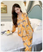 Women's Light Luxury Silk-Feel Pajamas Long-Sleeve Homewear - Image 12