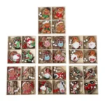 Christmas decorations, wooden boxes with wooden painted pendants, Christmas tree decoration pendants - Image 5
