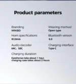 [Glasses-friendly]MINISO MS210 Bluetooth V6.0 Earphones Wireless Headphones AI Translator Earbuds Ultra-light Earphones - Image 20
