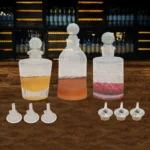 Christmas Grid Bitters Bottle Vintage carved glass Mixers with stoppers Vintage glass syrup bottle absinthe bottle set - Image 2