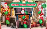 8FT Christmas Inflatables Decor, Climbing Santa Claus with Reindeer & Snowman/Elves - Image 19