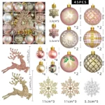45pcs Christmas Ball Decorations Plastic 6CM Balls,Ice bars, Snowflakes, Reindeer, Christmas Ball Pendant Set Party Decor - Image 9