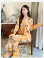 Women's Light Luxury Silk-Feel Pajamas Long-Sleeve Homewear - Image 8