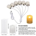 6Pcs/Set Rechargeable LED Candle Timer Remote Flickering Flames Wedding Candles Birthday Decor Tealights USB Charger Candle Lamp - Image 5
