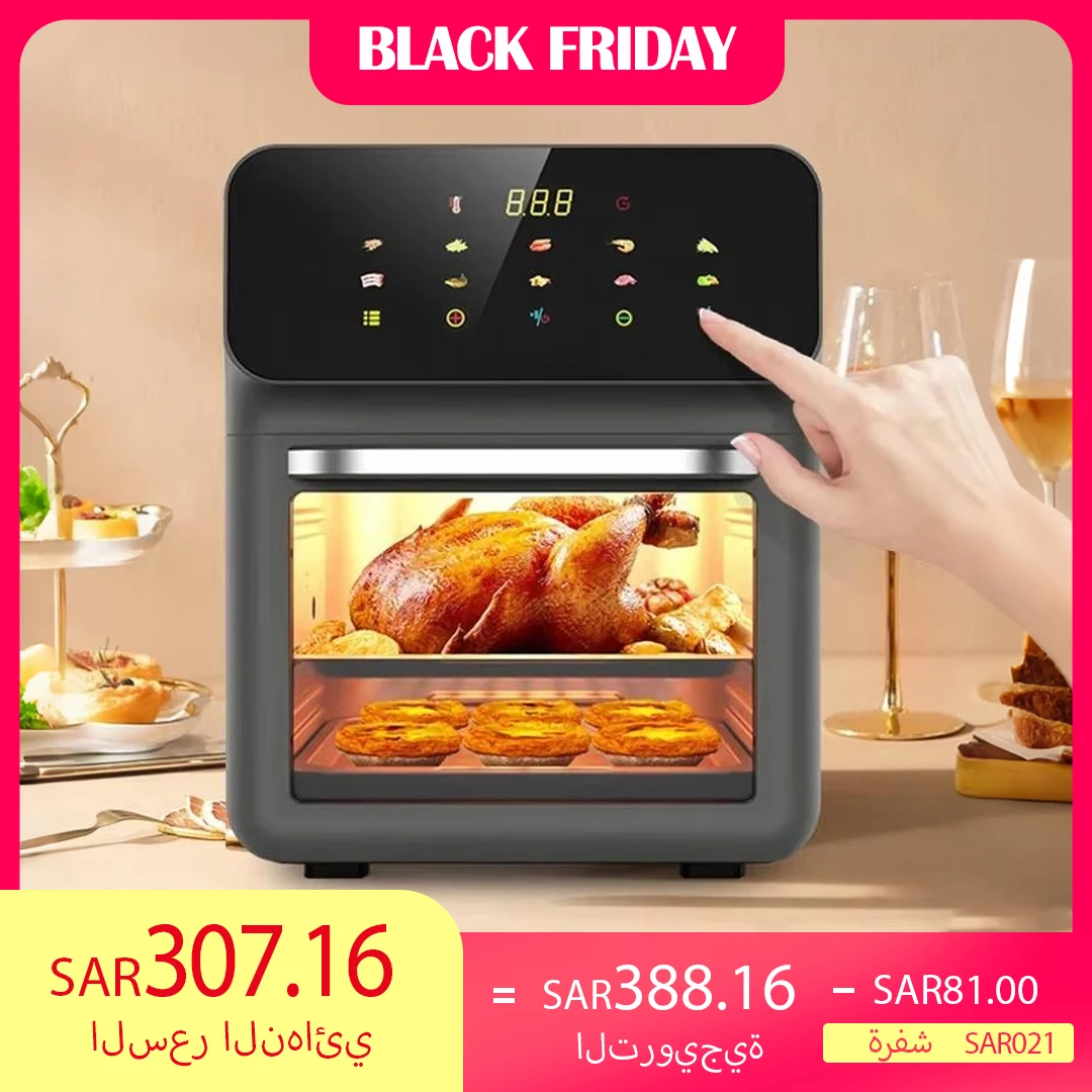 kf-Sffdda23a411c4bd58a39e66f2fade9e7b 10L Large Capacity Electric Air Fryers Oil-free Automatic Household Kitchen 360°Baking Convection Oven Deep Fryer without Oil - Image 1