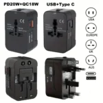 Universal Travel Adapter International All in One PD20W & QC18W Power Plug Wall Charger USB C Charging Ports for USA EU UK AU - Image 11