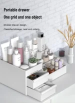 1pc White New Drawer Makeup Storage Box Dormitory Finishing Plastic Shelf Cosmetics Skin Care Dressing Table Desktop - Image 12