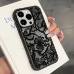 Black Lace Pattern Phone Case For iPhone 17 Pro Max 16 15 14 Plus 13 12 11 Pro Max 16E 17Air X XR XS Max Shockproof Soft Cover - Image 3