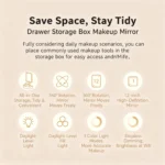 LED Lighted Makeup Mirror with Storage Drawer, 180° Rotatable & Height Adjustable, High-Definition Large Mirror Surface - Image 8