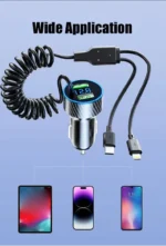 USB Car Phone Charger Adapter with Retractable Cable LED Voltage Monitor 4 in 1 Super Fast Charge for iPhone Samsung Huawei - Image 17