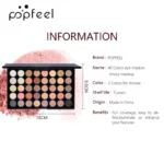 POPFEEL 40 Colors Eyeshadow Palette Long Lasting Easy Makeup Brown Eyeshadow Palette, Pink Eyeshadow Palette - Image 10