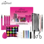 Essential Eye Makeup Set for Beginners Matte&Shimmer Eyeshadow Palette, Mascara, Eyebrow Pencil, Lip Eyeliner,Brush Tool Set Box - Image 4