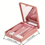 5Pcs Portable Makeup Brush Set With Mirror - Foldable Travel Kit ，Mini Makeup Brush Set Travel Makeup Brush Set - Image 6