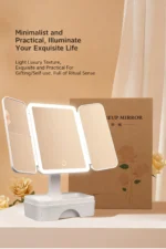 LED Lighted Makeup Mirror with Storage Drawer, 180° Rotatable & Height Adjustable, High-Definition Large Mirror Surface - Image 19