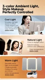 LED Lighted Makeup Mirror with Storage Drawer, 180° Rotatable & Height Adjustable, High-Definition Large Mirror Surface - Image 16