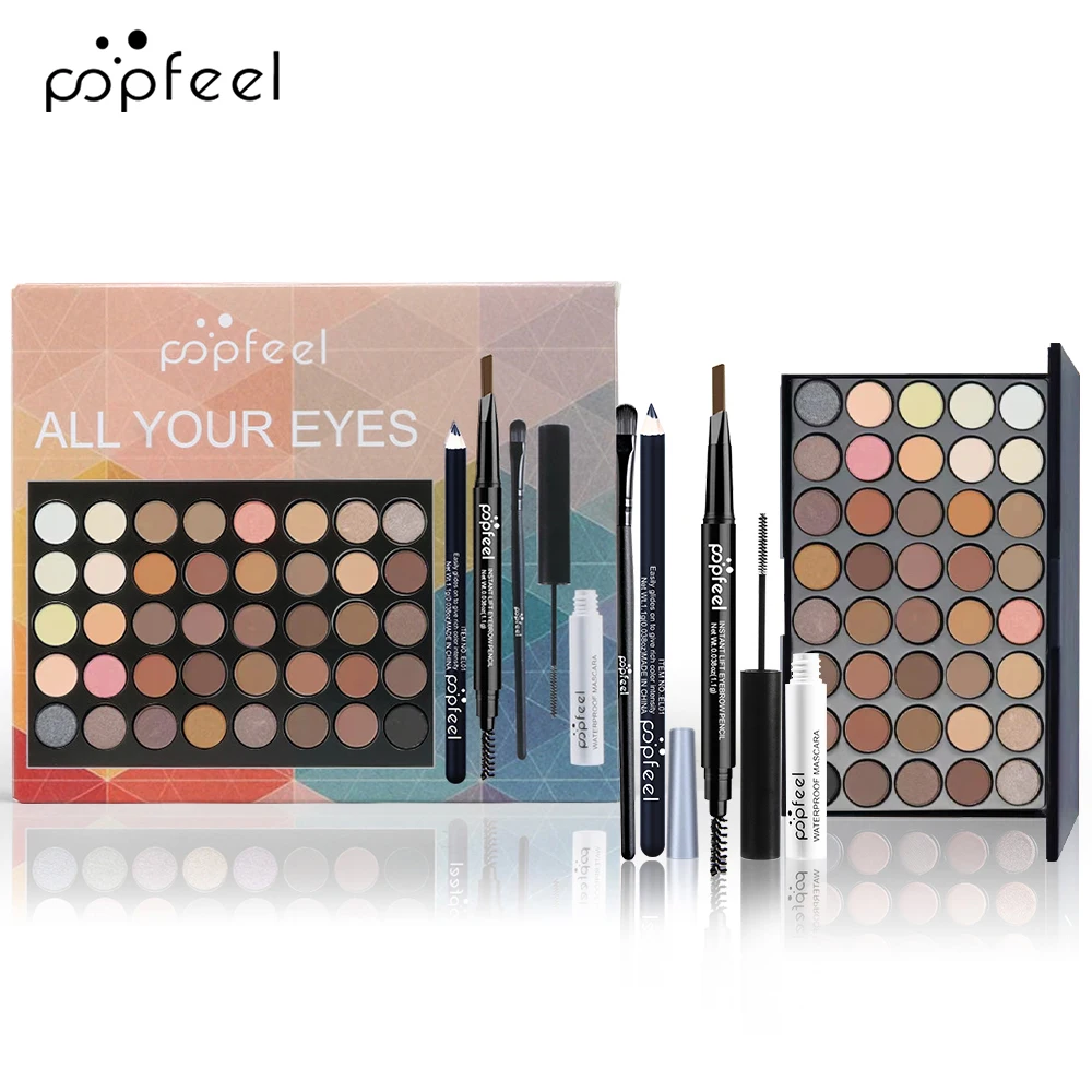 kf-S6945f39ae964407cbe49999f953b710dq POPFEEL Eye Makeup Set, Eyeshadow Palette, Eyeliner, Mascara, Eyebrow Pencil, Makeup Tool Set Box, Gifts For Women - Image 1
