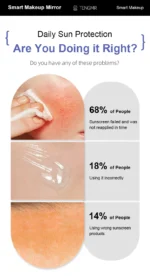 TENGMIR UV Smart Sunscreen Makeup Mirror Sunscreen detection mirror UV mirror sunscreen Testing Portable LED light makeup mirror - Image 17