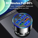 UYUXIO 6 in 1 USB C Car Phone Charger Adapter with Voltage Display Super Fast Charge in Car for iPhone 16 15 Pro Max Samsung - Image 6