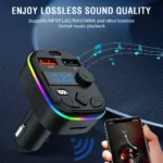 Hands Free Wireless Car Kit Car MP3 Player Bluetooth-Compatible 5.3 Support TF Card U Disk Cell Phone Charger Car FM Transmitter - Image 9