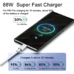 Original 88W USB Type C Fast Charger For HUAWEI MatePad Pura 70 80 Ultra P60 P50 Honor 400 200 Magic 7 6 Pro V5 PD Charger Cable - Image 3