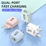 65W GaN USB Charger Dual Ports PD Quick Charge 3.0 USB A USB C Charger Fast Charging Adapter EU US UK Plug Wall Power Adapter