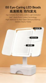 LED Lighted Makeup Mirror with Storage Drawer, 180° Rotatable & Height Adjustable, High-Definition Large Mirror Surface - Image 15