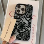 Black Lace Pattern Phone Case For iPhone 17 Pro Max 16 15 14 Plus 13 12 11 Pro Max 16E 17Air X XR XS Max Shockproof Soft Cover - Image 4