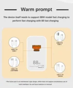 Original 88W USB Type C Fast Charger For HUAWEI MatePad Pura 70 80 Ultra P60 P50 Honor 400 200 Magic 7 6 Pro V5 PD Charger Cable - Image 8