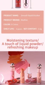 Highly Pigmented Matte Liquid Blush Long Lasting Non Fading Smooth Festival Stage Makeup Blush - Image 11