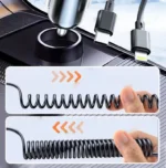 USB Car Phone Charger Adapter with Retractable Cable LED Voltage Monitor 4 in 1 Super Fast Charge for iPhone Samsung Huawei - Image 12