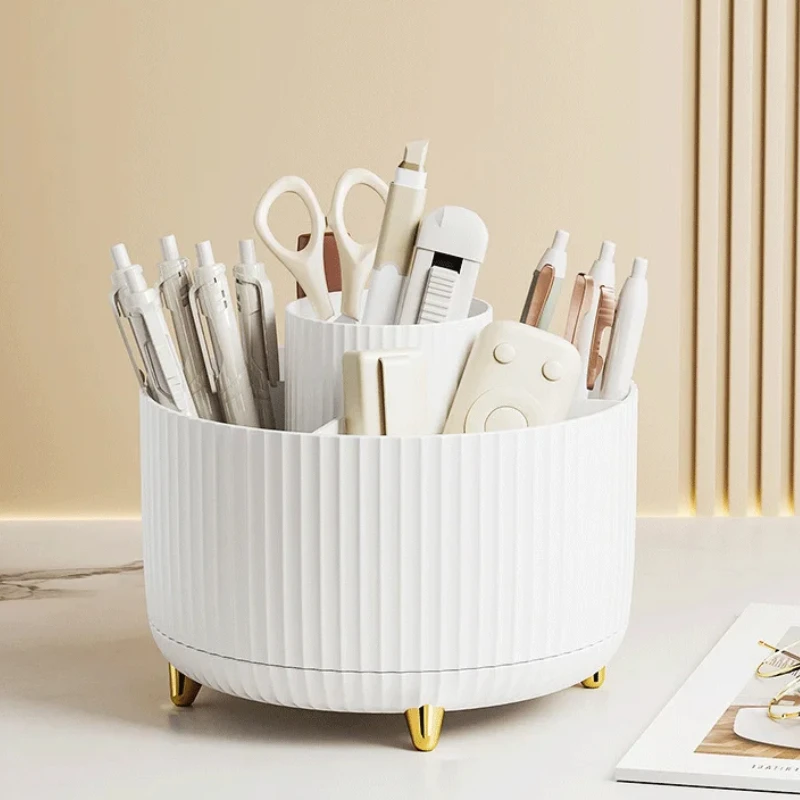 kf-Sc9ca3138276a46f2863b9c65bfedaa08i 360 Degree Rotating Makeup Brush Organizer Storage Box Cosmetic Brush Holder Desktop Pen Pencil Container Organizer 1PCS - Image 1