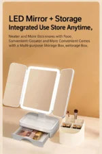 LED Lighted Makeup Mirror with Storage Drawer, 180° Rotatable & Height Adjustable, High-Definition Large Mirror Surface - Image 10
