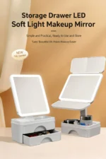 LED Lighted Makeup Mirror with Storage Drawer, 180° Rotatable & Height Adjustable, High-Definition Large Mirror Surface - Image 7