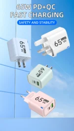 65W GaN USB Charger Dual Ports PD Quick Charge 3.0 USB A USB C Charger Fast Charging Adapter EU US UK Plug Wall Power Adapter - Image 7
