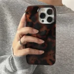 Retro Amber Texture Laser Phone Case For iPhone 17 16 Pro Max 15 14 13 12 11 XS XR 7 8 Plus 16E Stylish Leopard Print Soft Cover - Image 2