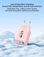 65W GaN USB Charger Dual Ports PD Quick Charge 3.0 USB A USB C Charger Fast Charging Adapter EU US UK Plug Wall Power Adapter - Image 10