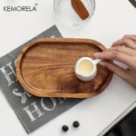 KEMORELA 1PCS Tableware Solid Wood Round Dessert Plate Japanese-style Wooden Tray Snack Plate Dried Fruit Plate Wooden Plate - Image 3