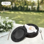 Plates Set Round Plates Reusable Plates Charger Plates 24 Packed Western Dim Sum Plates Silver Green Gold Black - Image 32