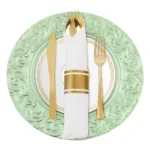 Plates Set Round Plates Reusable Plates Charger Plates 24 Packed Western Dim Sum Plates Silver Green Gold Black - Image 17